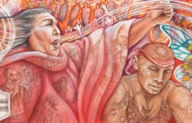 نقاشی جدید روی دیوار ال‌سنترو چیکانویِ استنفورد، میراث آمریکای لاتین و ادبیات بومی آن را به تصویر می‌کشد.